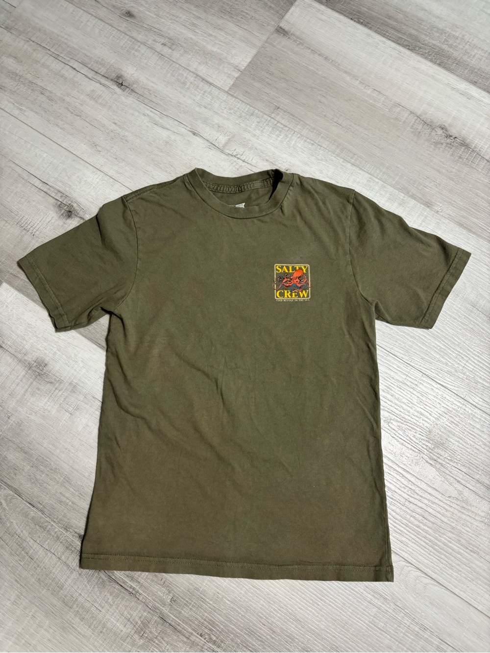 Salty Crew Boys Medium Olive Green Octopus Graphic Tee